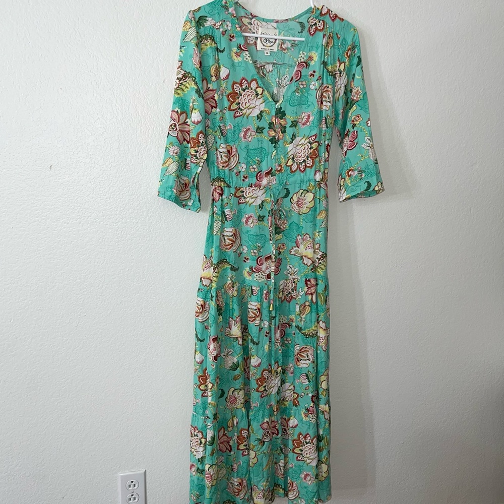 Sunday Mi Amor Blue Floral Teel Dress Anthropologie